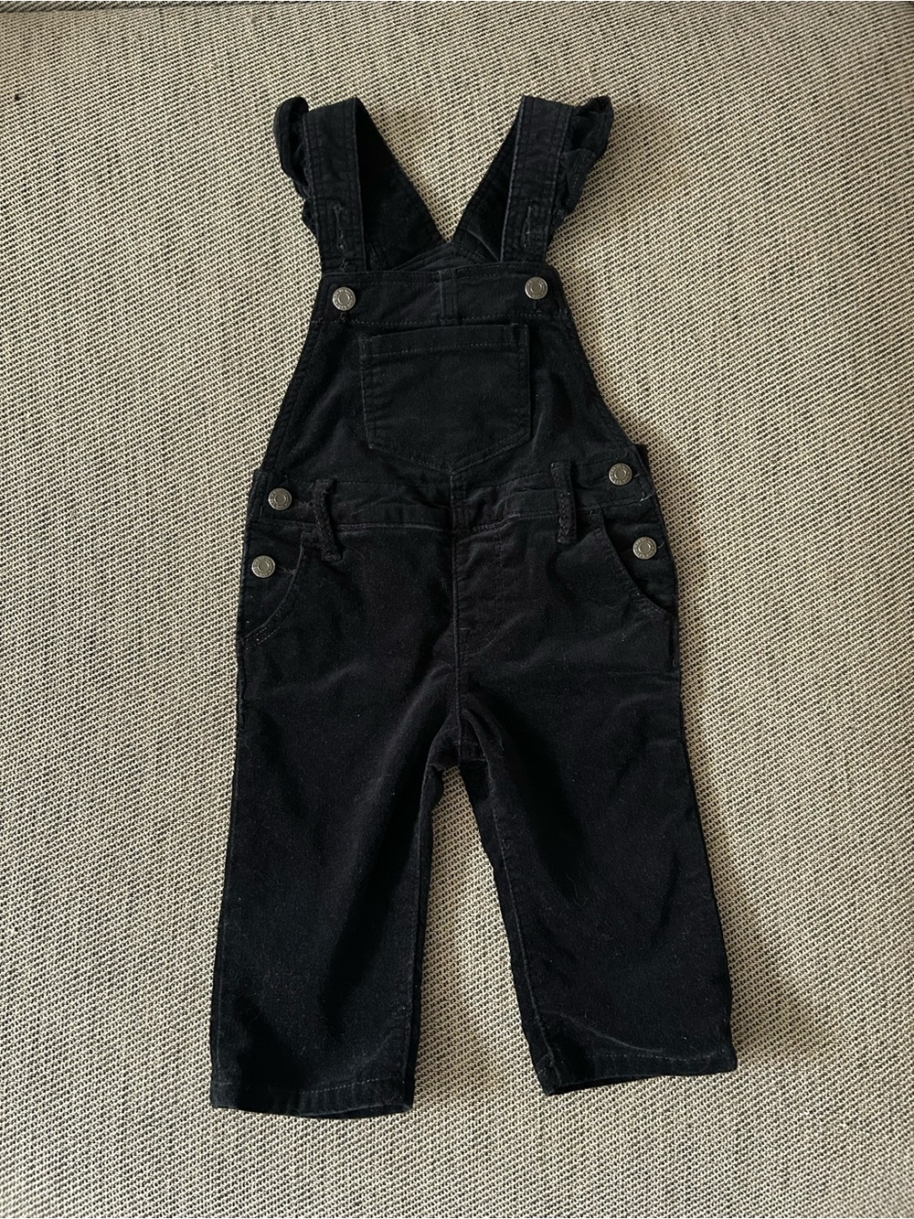 GAP Black Velvet Overalls with Front Bib